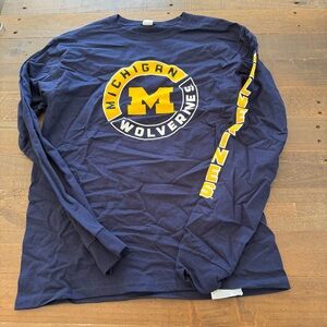 NCAA Michigan Wolverines COTTON Navy Long Sleeve Shirt